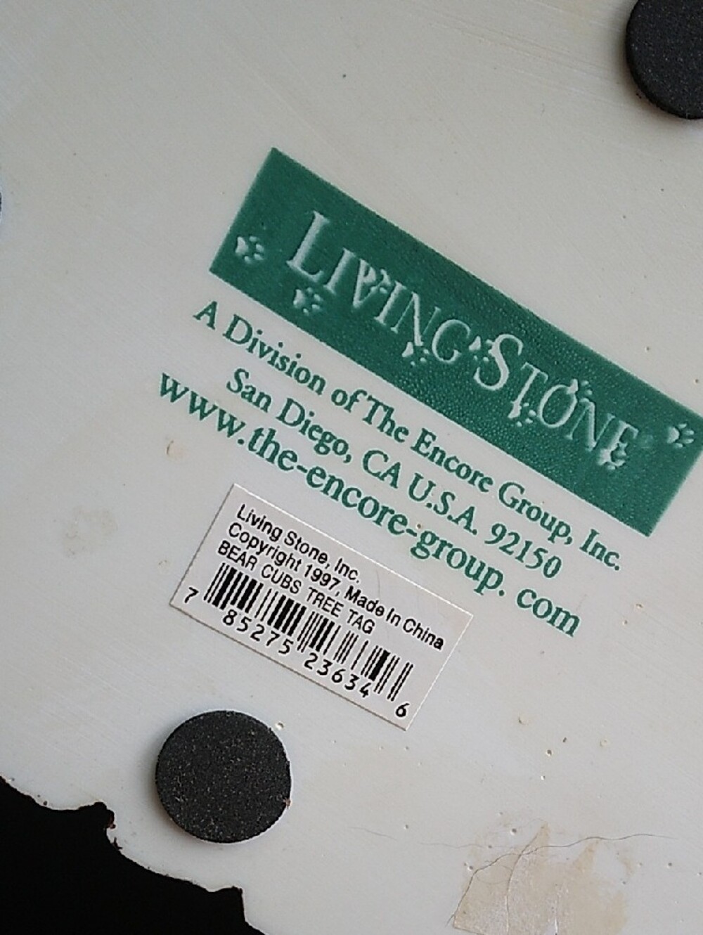 Vintage 90s Living Stone Bear Cubs Tree Tag Sculpture - Picture 8 of 11